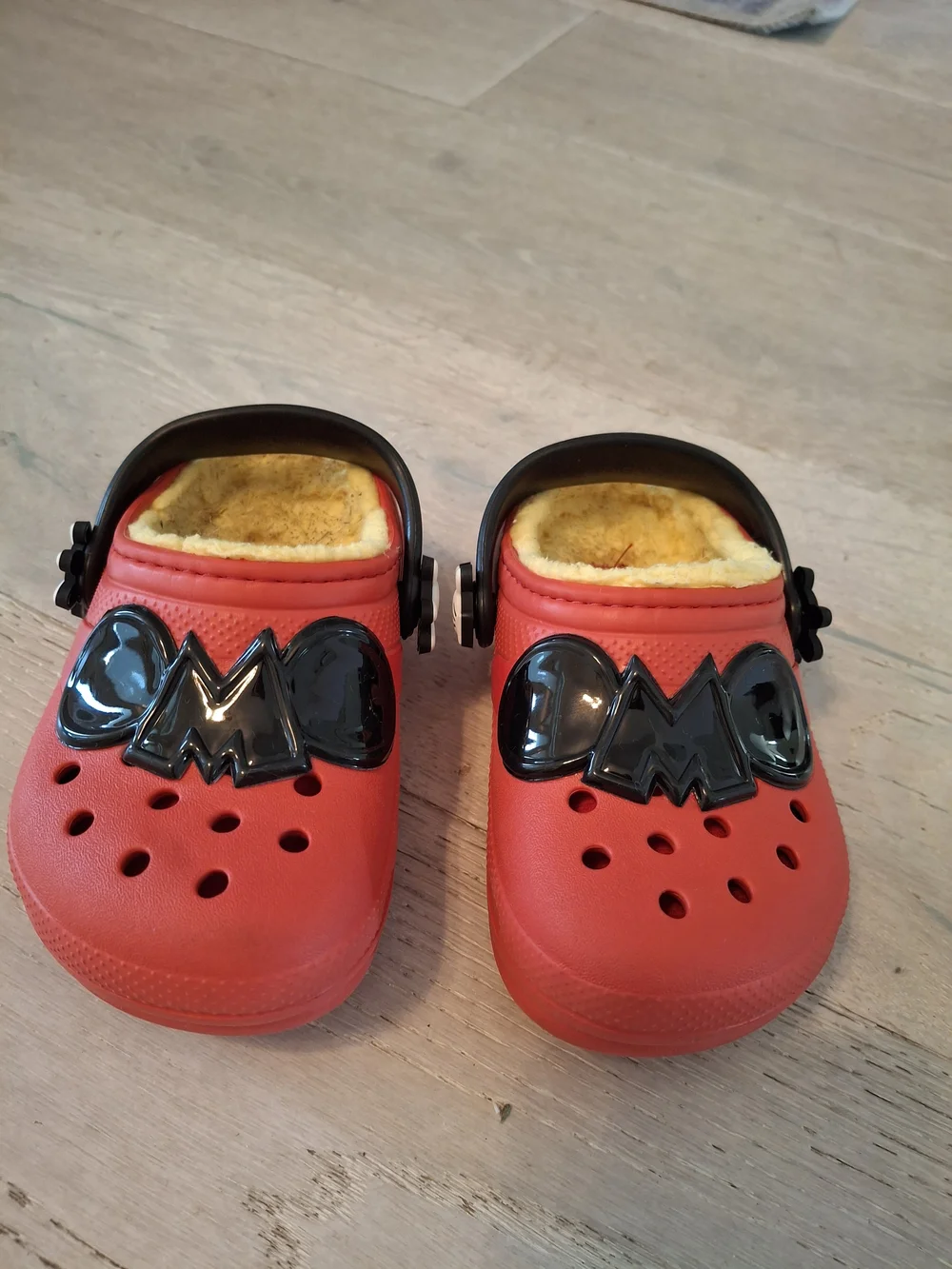 Disney Mickey CROCS Red Kids Fuzzy-Lined Clogs with Black Accents
